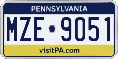PA license plate MZE9051