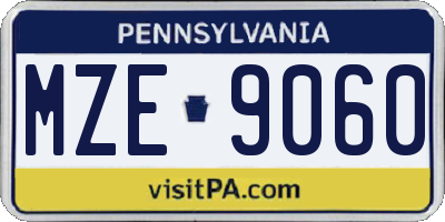PA license plate MZE9060