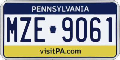 PA license plate MZE9061