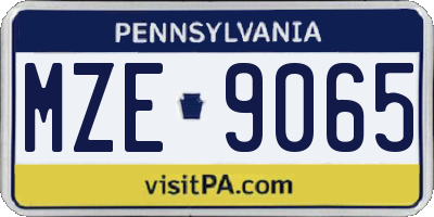PA license plate MZE9065