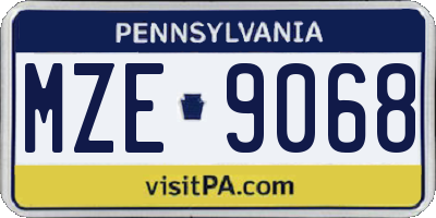PA license plate MZE9068