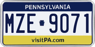 PA license plate MZE9071