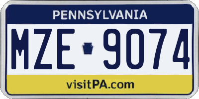 PA license plate MZE9074
