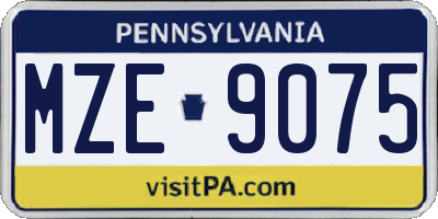 PA license plate MZE9075