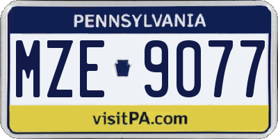 PA license plate MZE9077