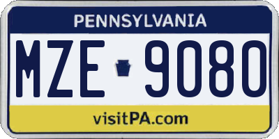PA license plate MZE9080