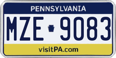 PA license plate MZE9083