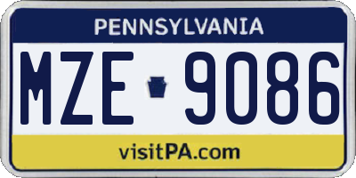 PA license plate MZE9086