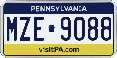 PA license plate MZE9088