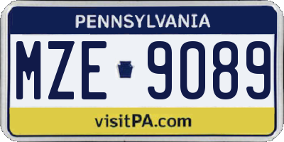 PA license plate MZE9089