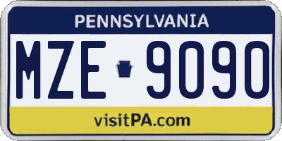 PA license plate MZE9090