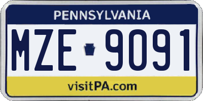 PA license plate MZE9091