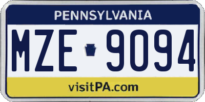 PA license plate MZE9094