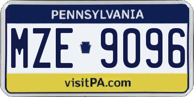 PA license plate MZE9096
