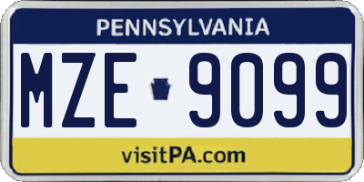 PA license plate MZE9099