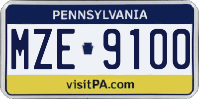 PA license plate MZE9100