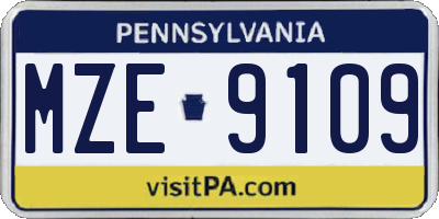PA license plate MZE9109