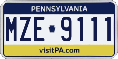 PA license plate MZE9111