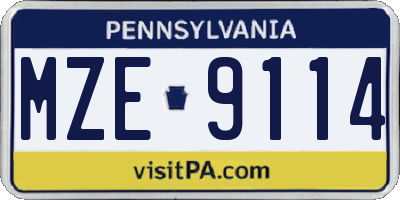 PA license plate MZE9114