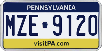 PA license plate MZE9120