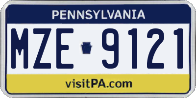 PA license plate MZE9121