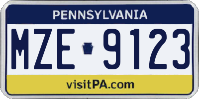 PA license plate MZE9123