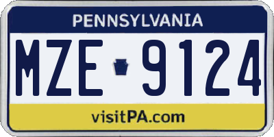 PA license plate MZE9124