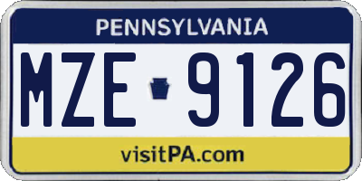PA license plate MZE9126