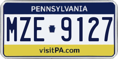 PA license plate MZE9127