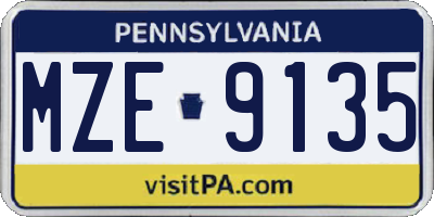 PA license plate MZE9135