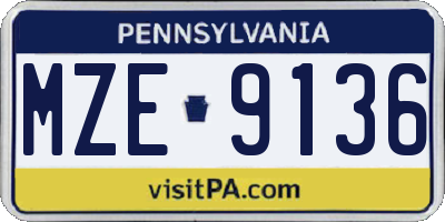 PA license plate MZE9136