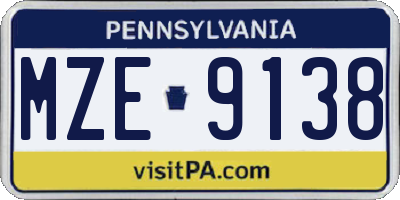 PA license plate MZE9138
