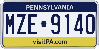 PA license plate MZE9140