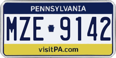 PA license plate MZE9142