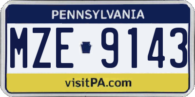 PA license plate MZE9143