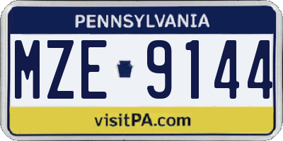 PA license plate MZE9144