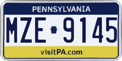 PA license plate MZE9145