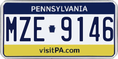 PA license plate MZE9146