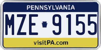 PA license plate MZE9155