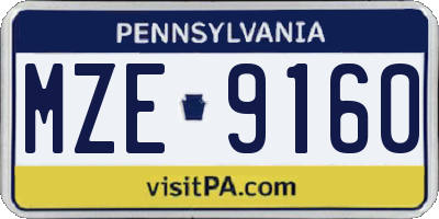 PA license plate MZE9160