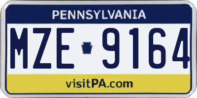 PA license plate MZE9164