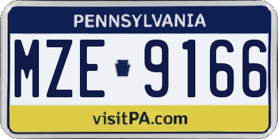 PA license plate MZE9166