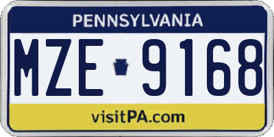 PA license plate MZE9168