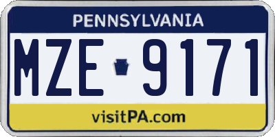 PA license plate MZE9171