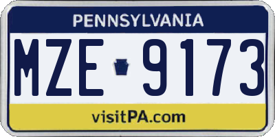 PA license plate MZE9173