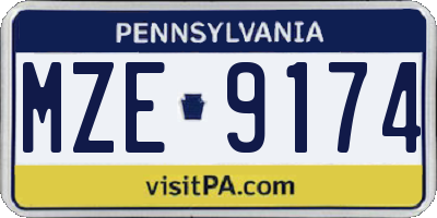 PA license plate MZE9174