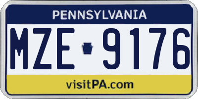 PA license plate MZE9176