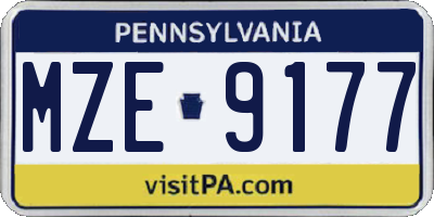 PA license plate MZE9177