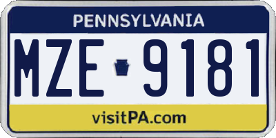 PA license plate MZE9181