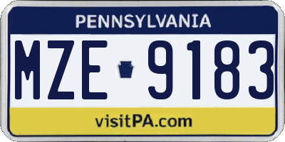 PA license plate MZE9183